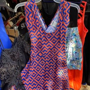 Cute orange and blue mini sun dress